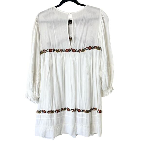 Free People Cream Pasadena Embroidered Ivory Mini Dress Size Small - Picture 3 of 9